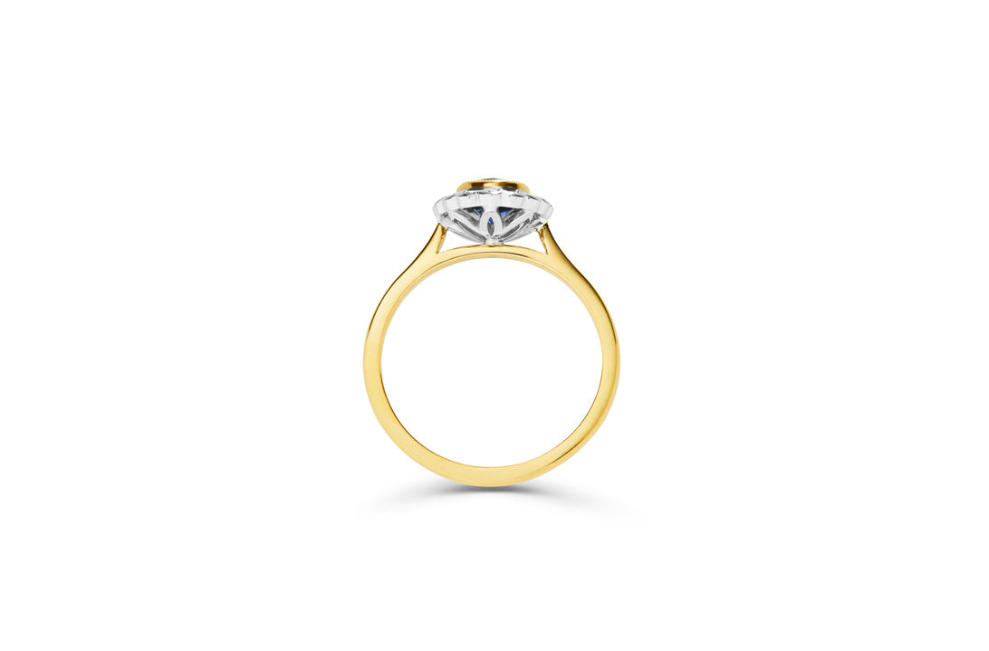 Sapphire and Diamond Cluster Ring