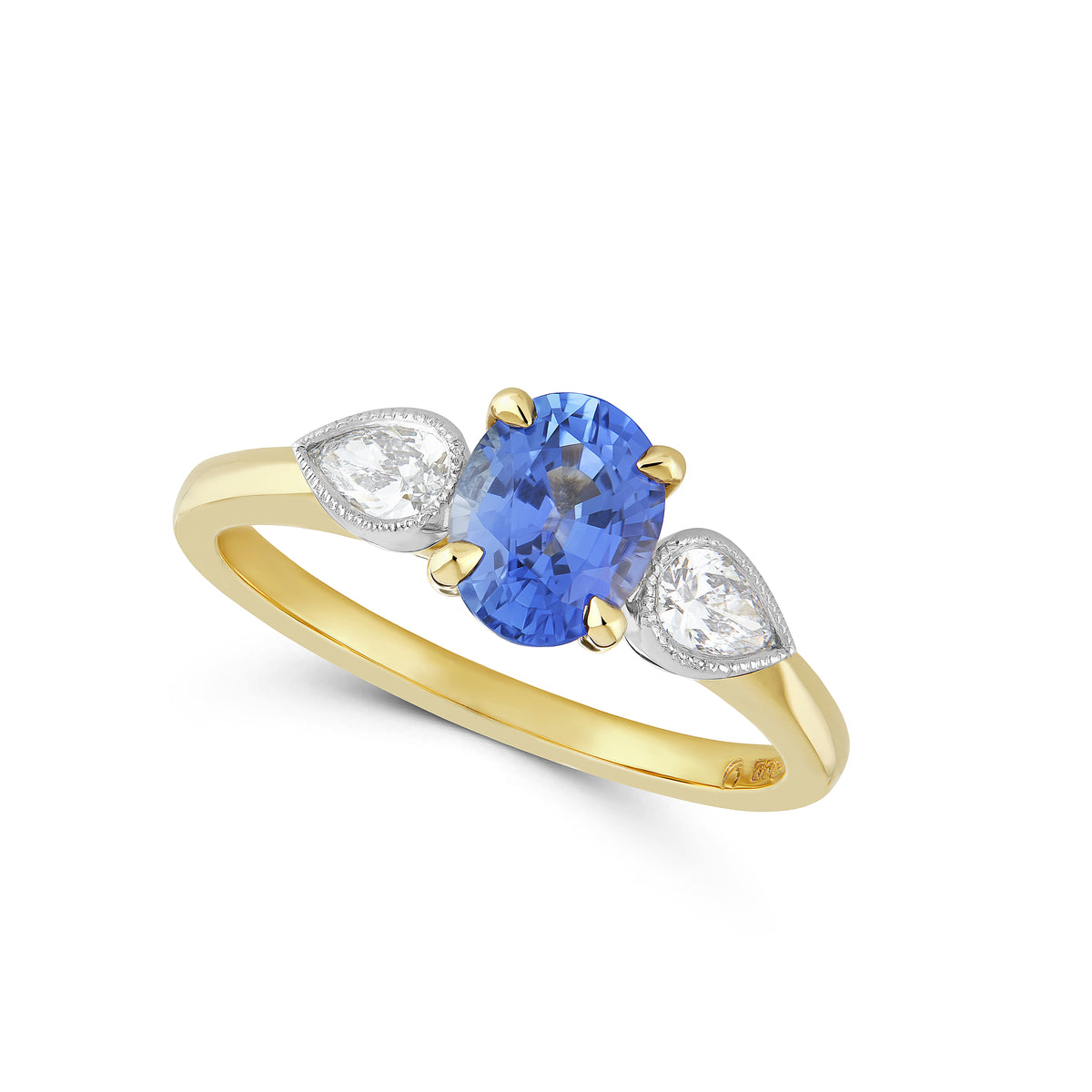 Sapphire and Diamond Three Stone Ring