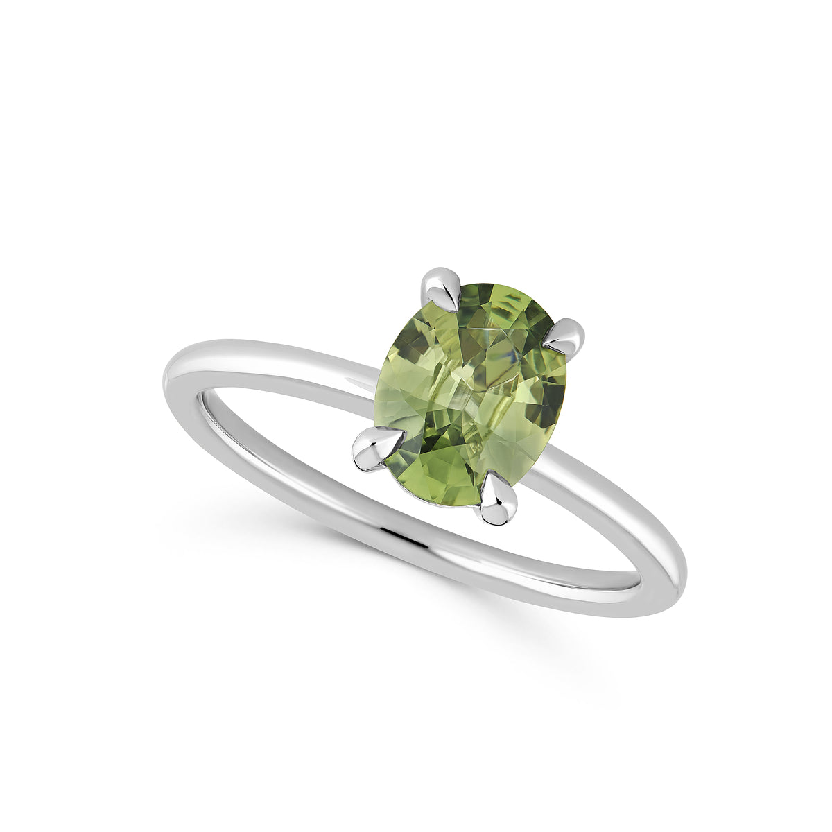 Green Sapphire Solitaire Ring