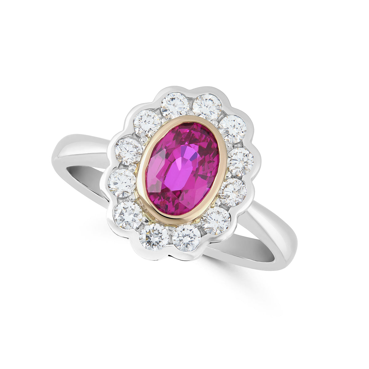 Ruby and Diamond Cluster Ring