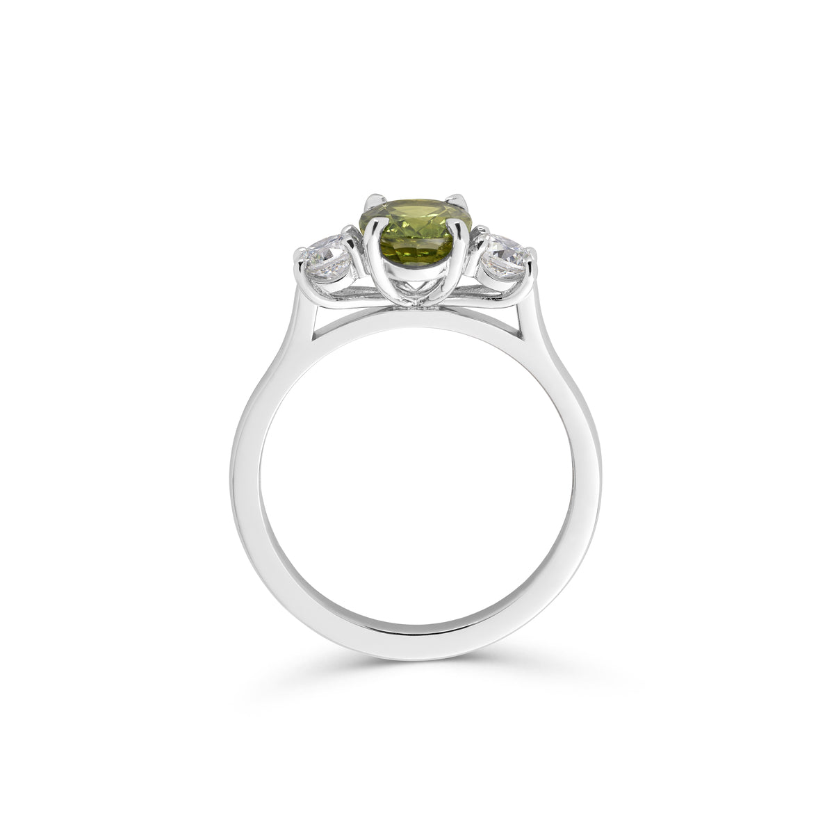 Green Sapphire Three Stone Ring