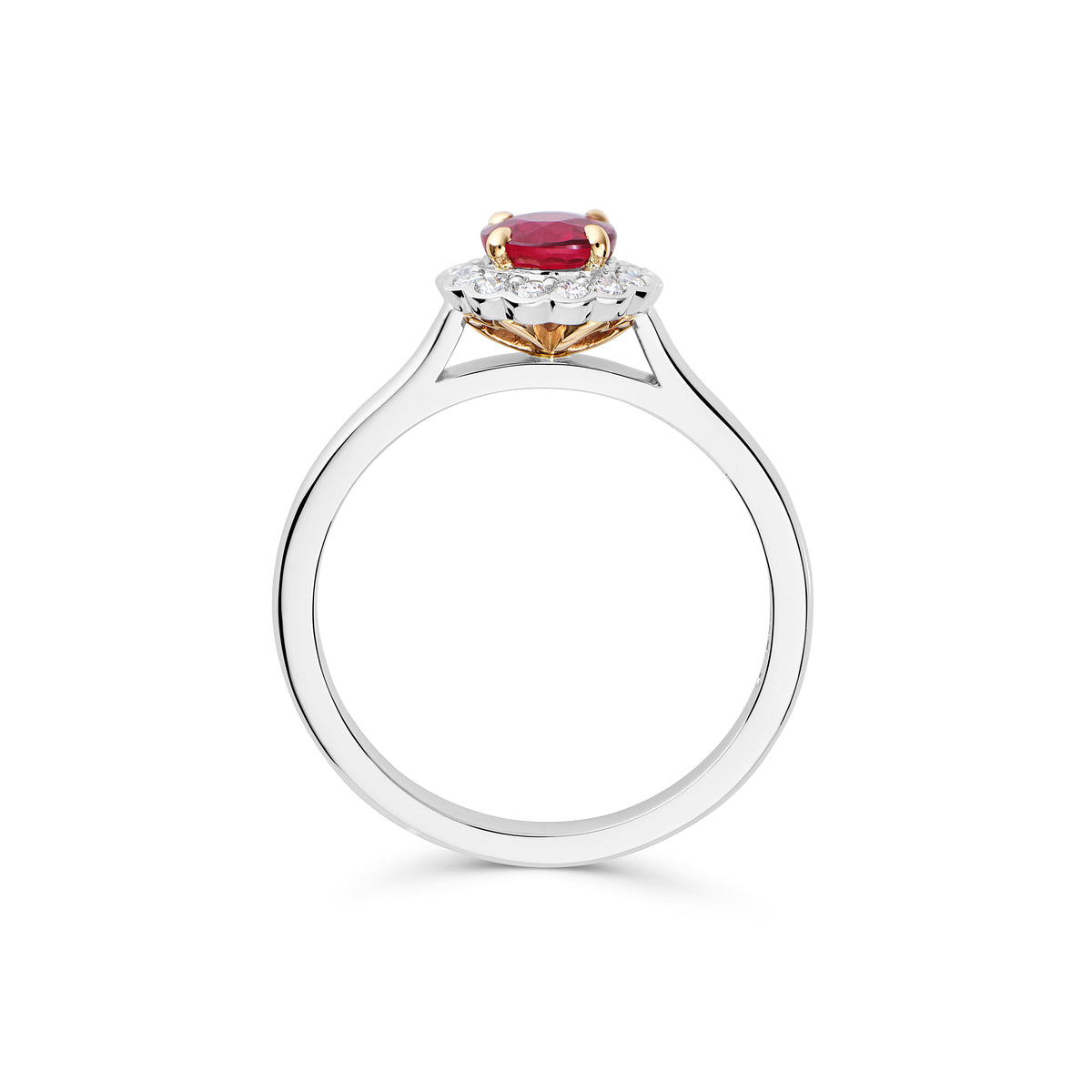 Ruby and Diamond Halo Ring