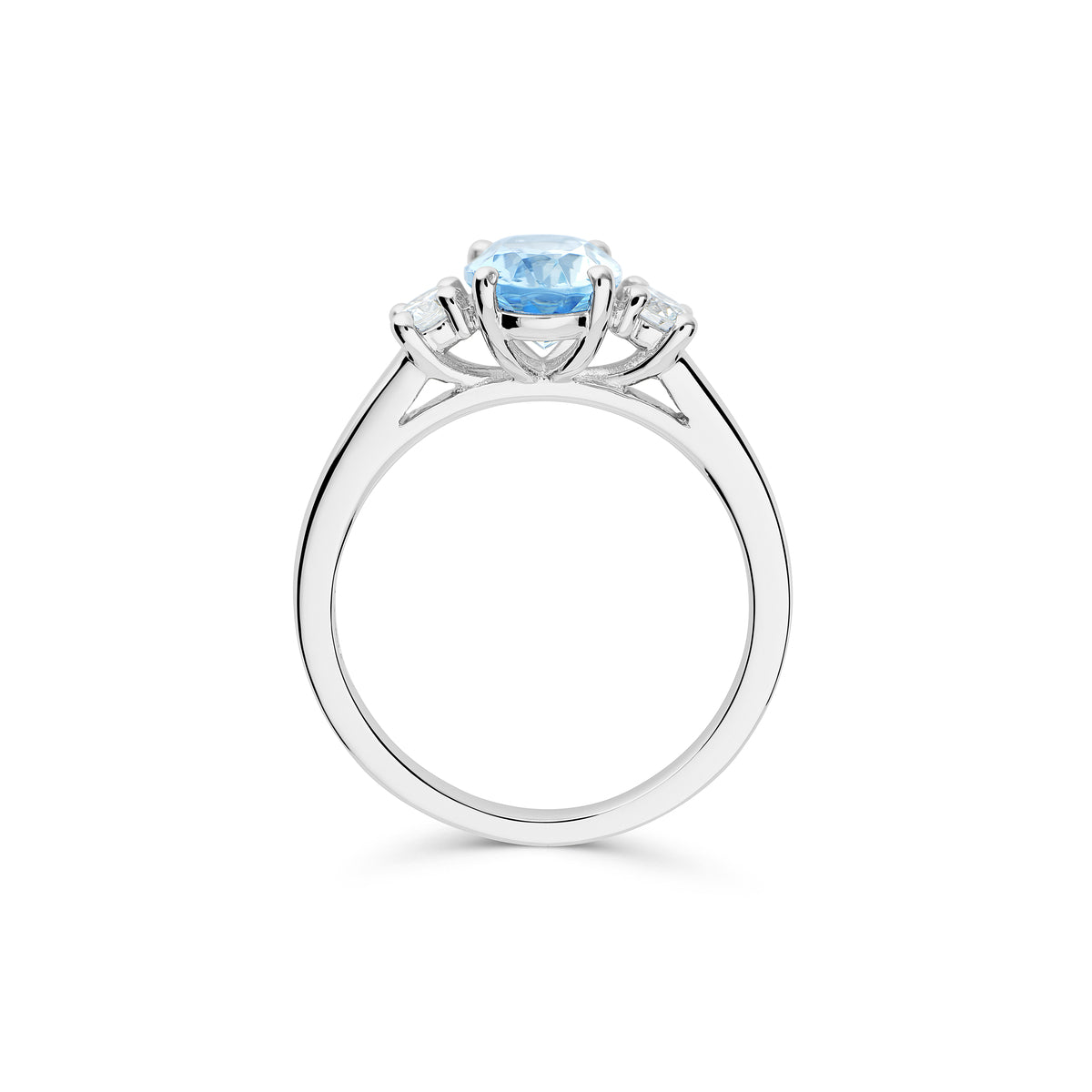 Aquamarine and Diamond Three Stone Ring