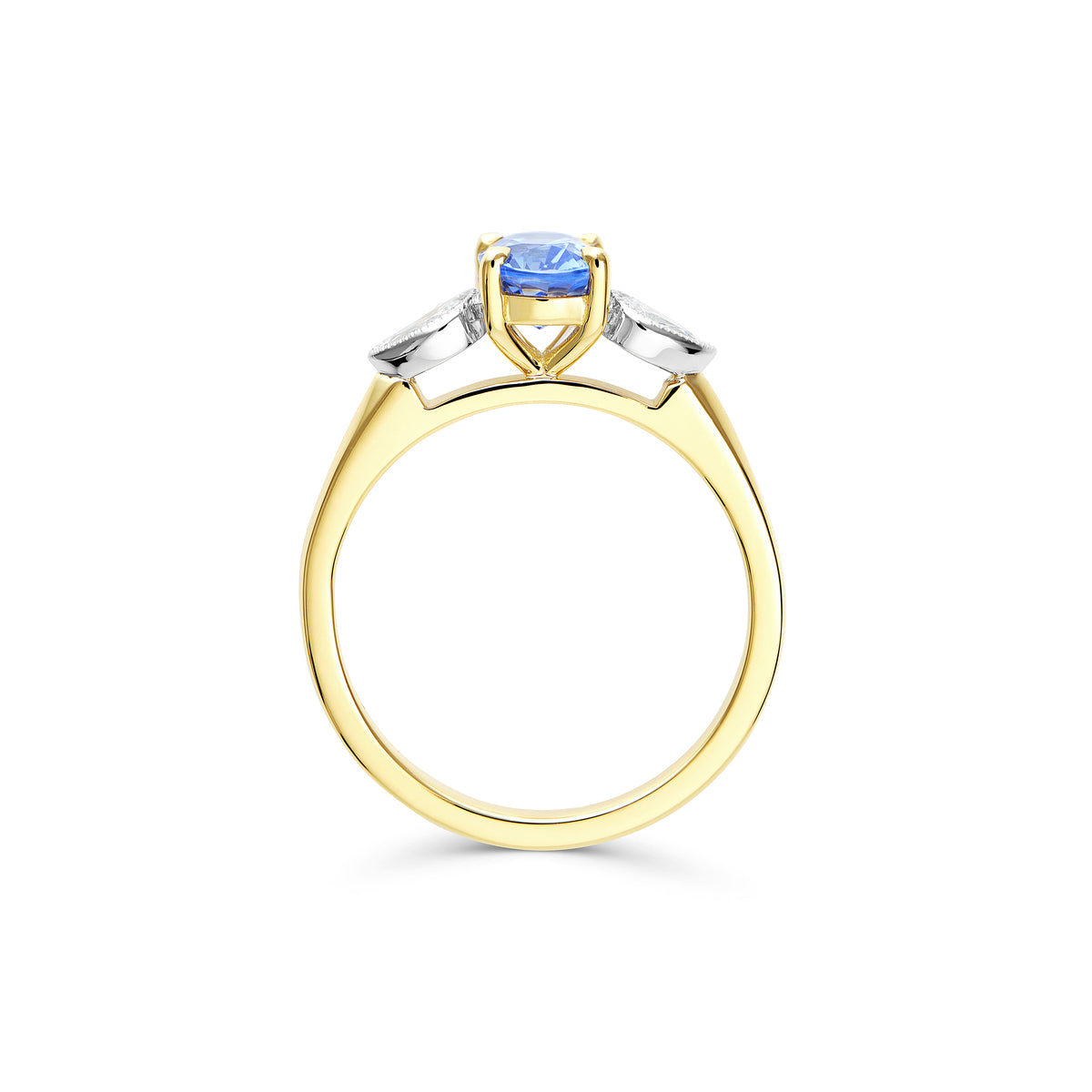Sapphire and Diamond Three Stone Ring