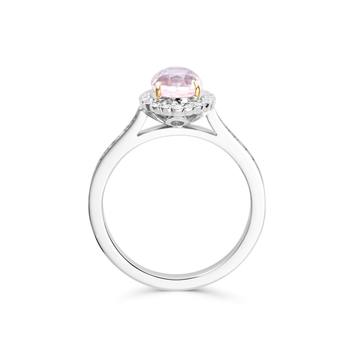 Padparadscha Sapphire and Diamond Cluster Ring