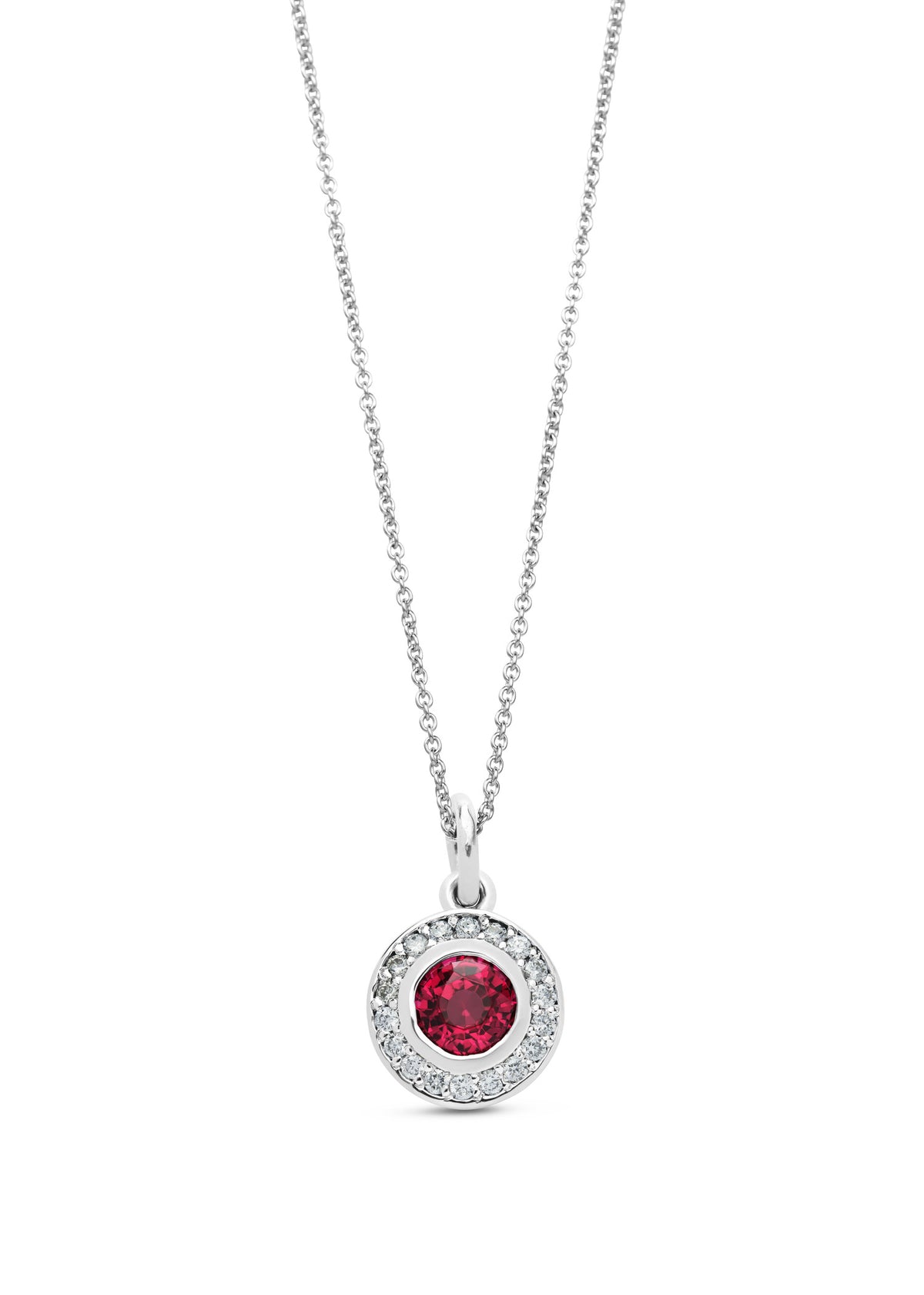 Red Spinel Halo Pendant
