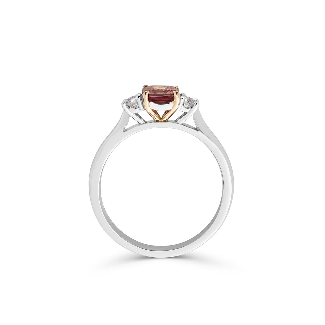 Chocolate Sapphire and Diamond Three Stone Ring
