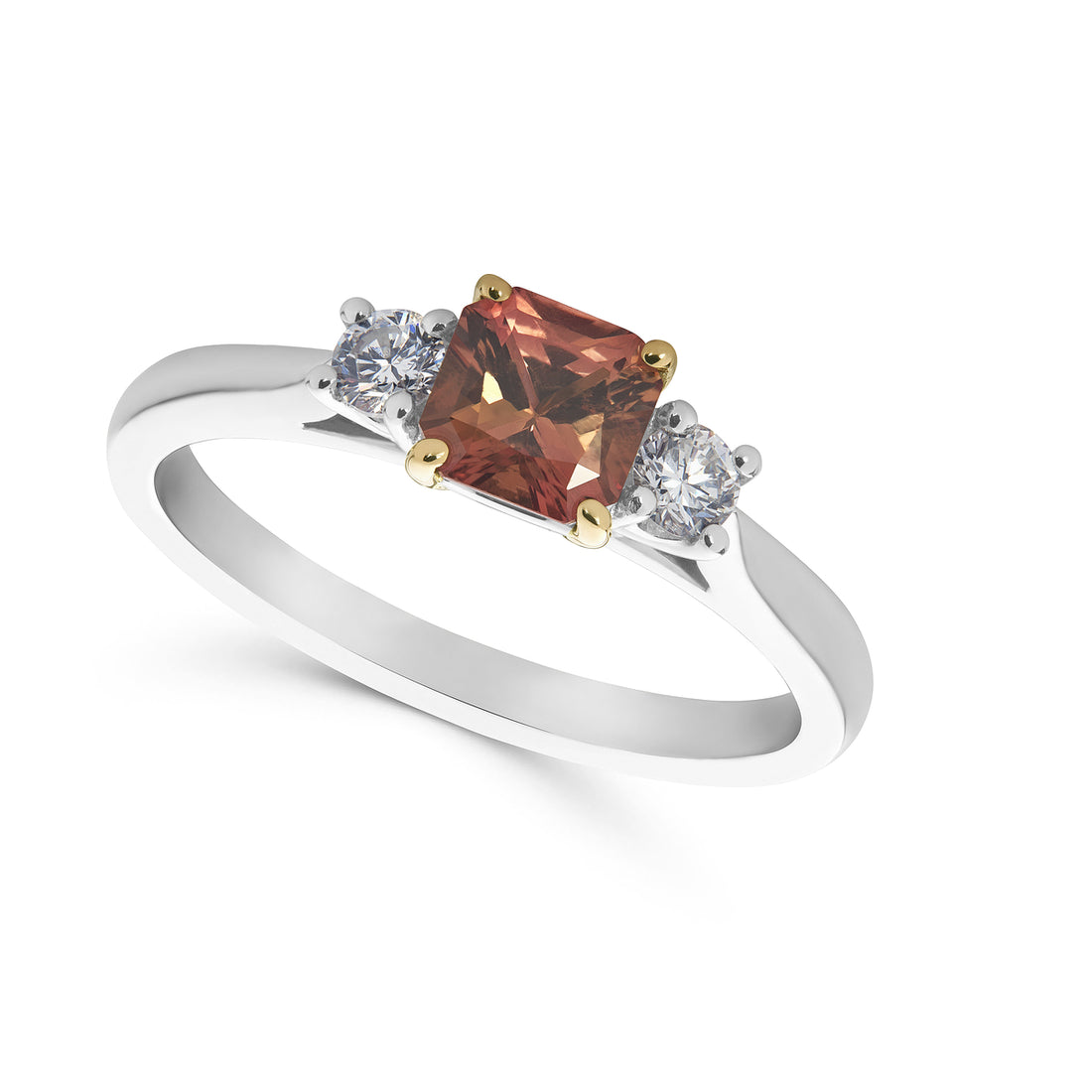 Chocolate Sapphire and Diamond Three Stone Ring