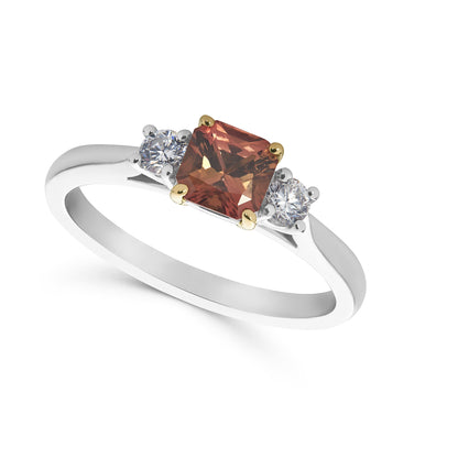 Chocolate Sapphire and Diamond Three Stone Ring