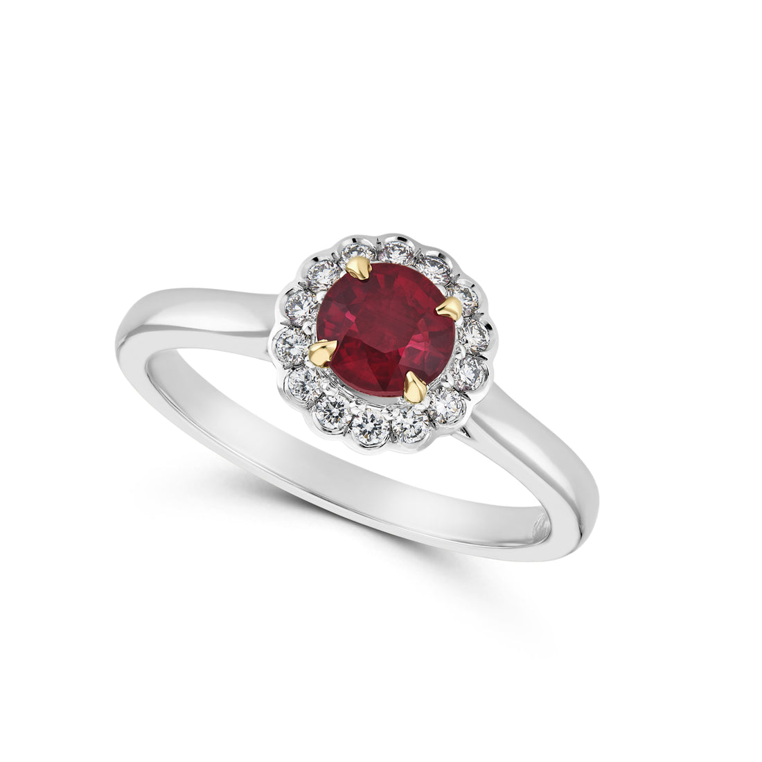 Ruby and Diamond Halo Ring