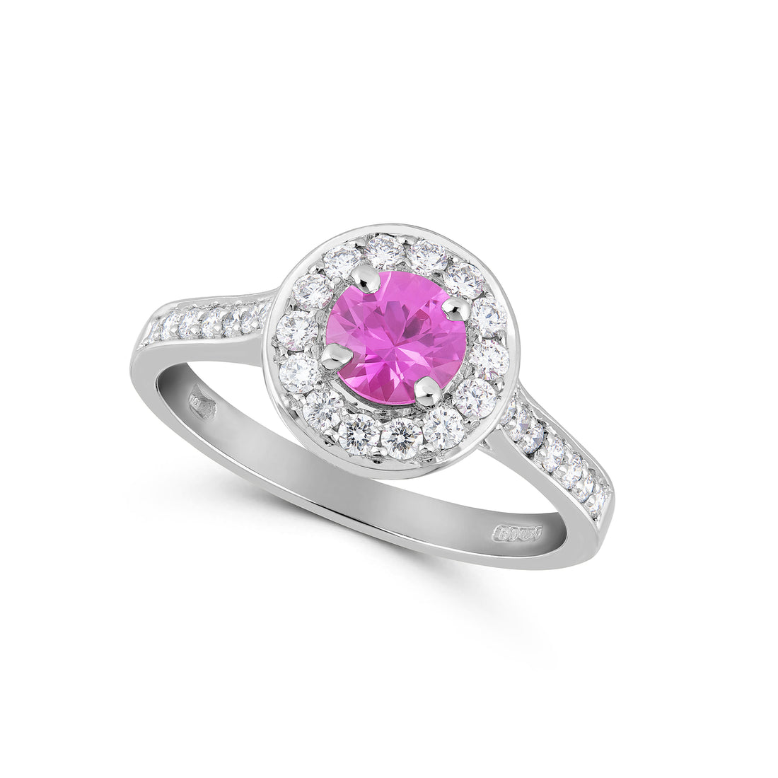 Pink Sapphire and Diamond Cluster Ring