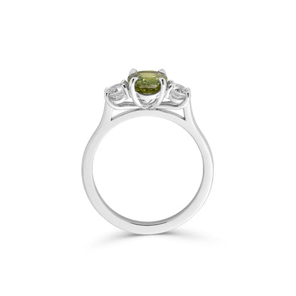 Green Sapphire Three Stone Ring
