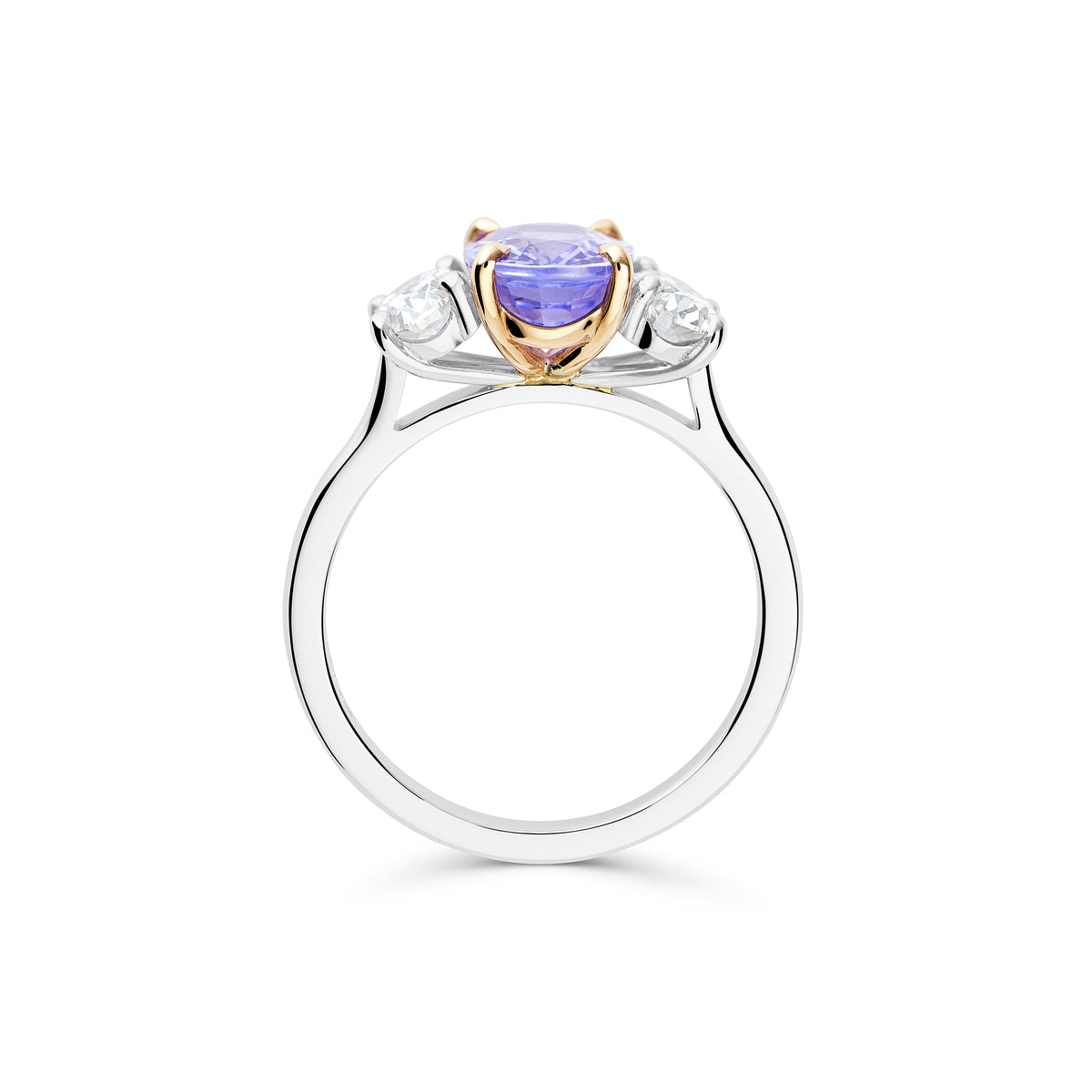 Lilac Sapphire and Diamond Three Stone Ring