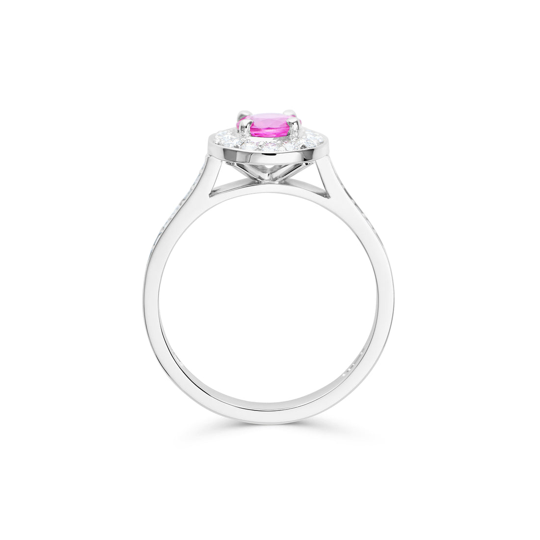 Pink Sapphire and Diamond Cluster Ring