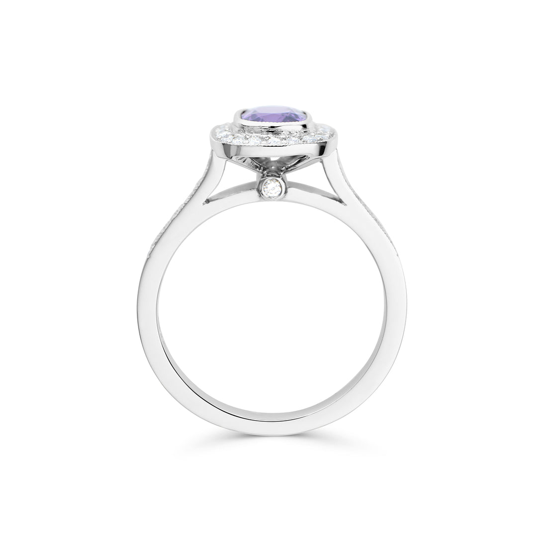 Purple Sapphire and Diamond Cluster Ring