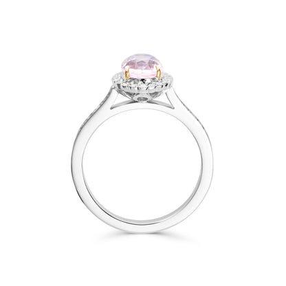 Padparadscha Sapphire and Diamond Cluster Ring