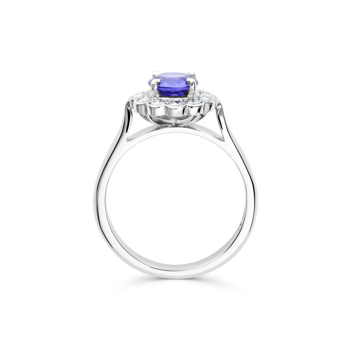 Purple Sapphire and Diamond Cluster Ring