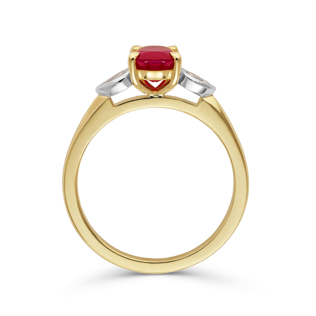 Ruby and Diamond Three Stone Ring
