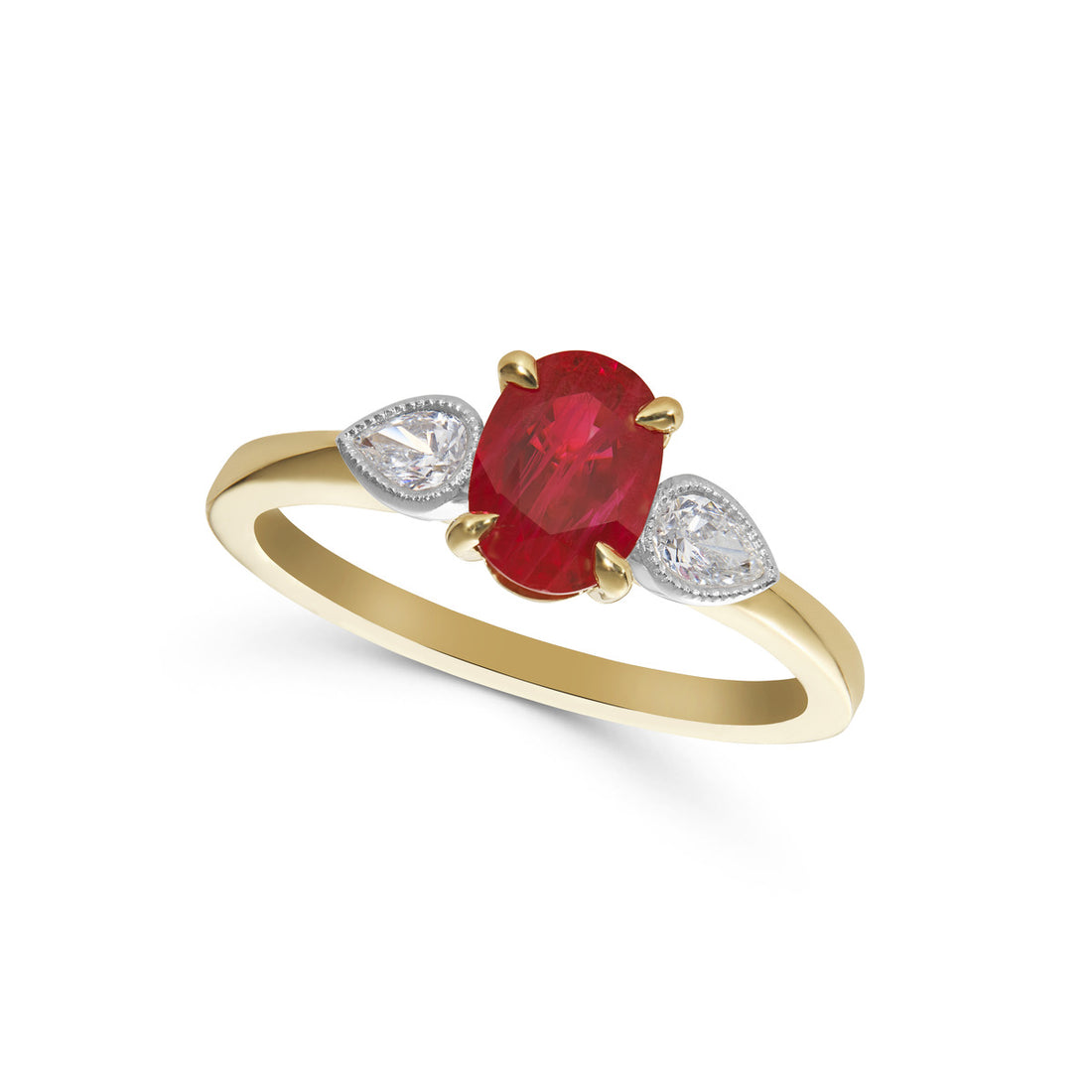 Ruby and Diamond Three Stone Ring