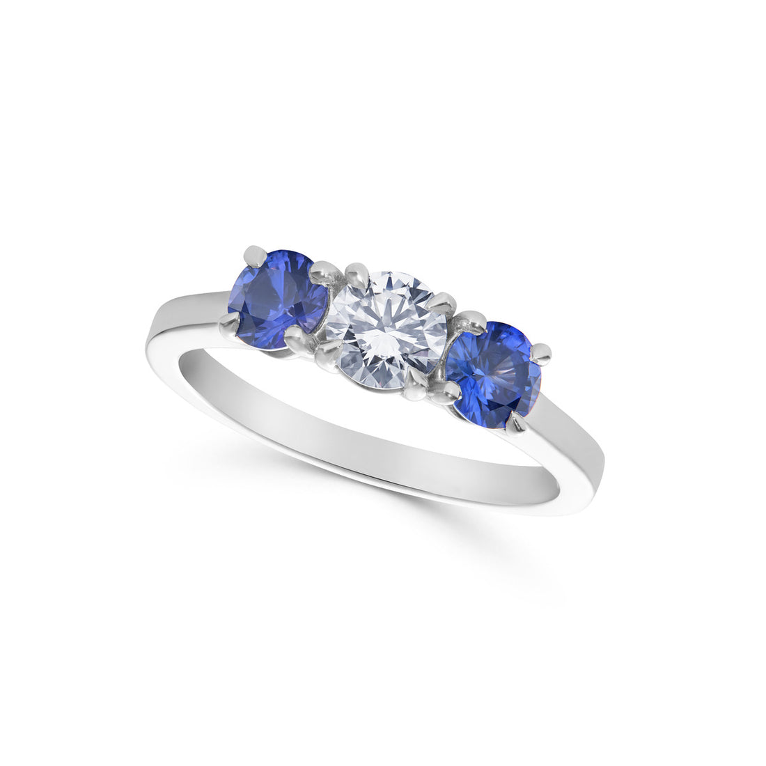 Sapphire and Diamond Reverse Three Stone Ring